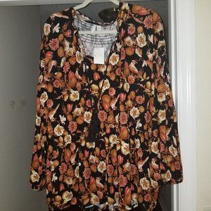 22/24 W Lane Bryant Fall Print Blouse (NWT)